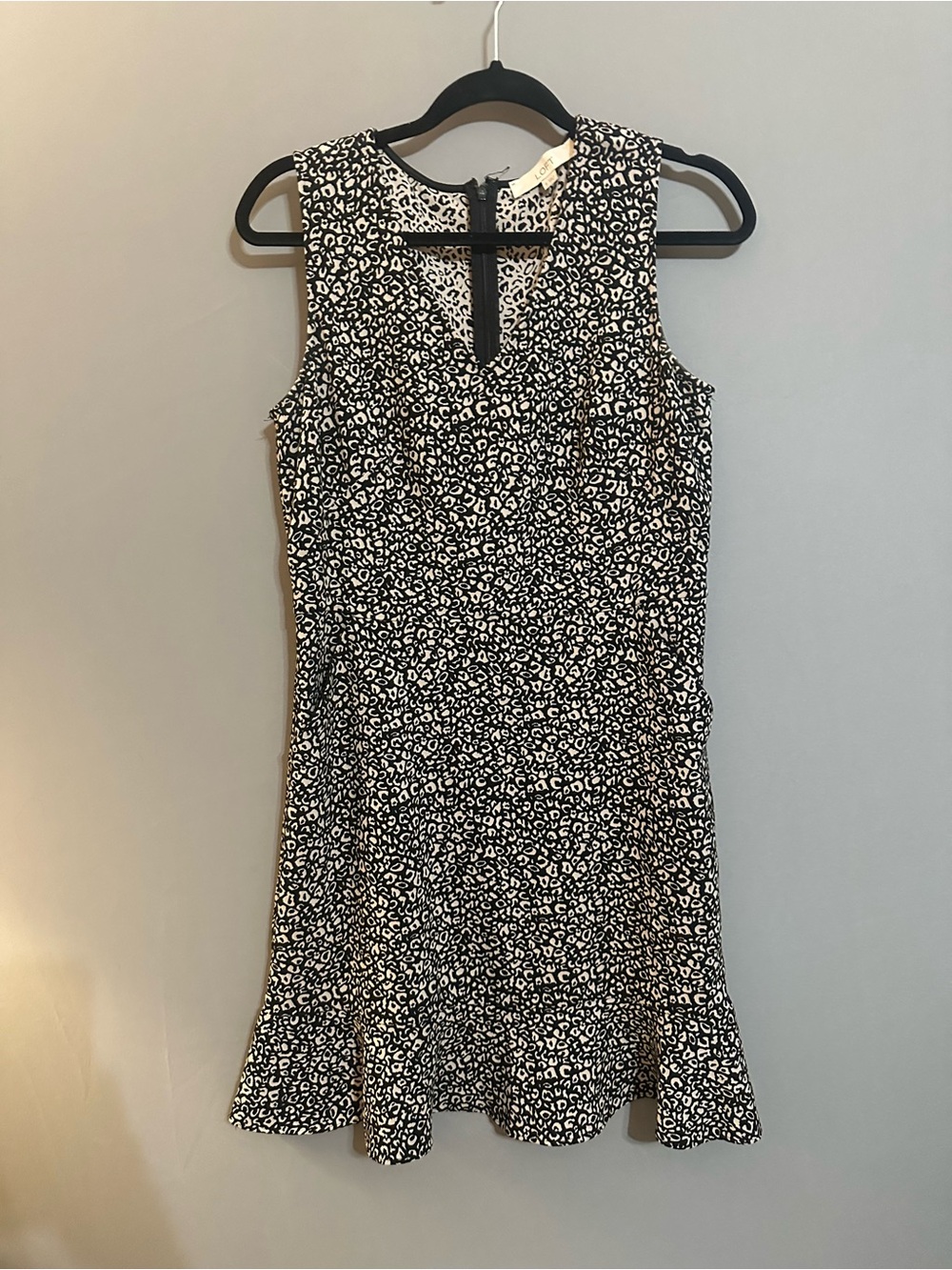 LOFT Black and White Sleeveless Printed Mini Dress